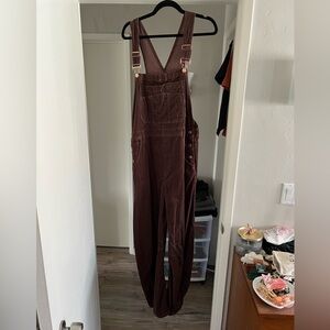 GAP Women's Dark Brown Corduroy Horseshoe Overalls